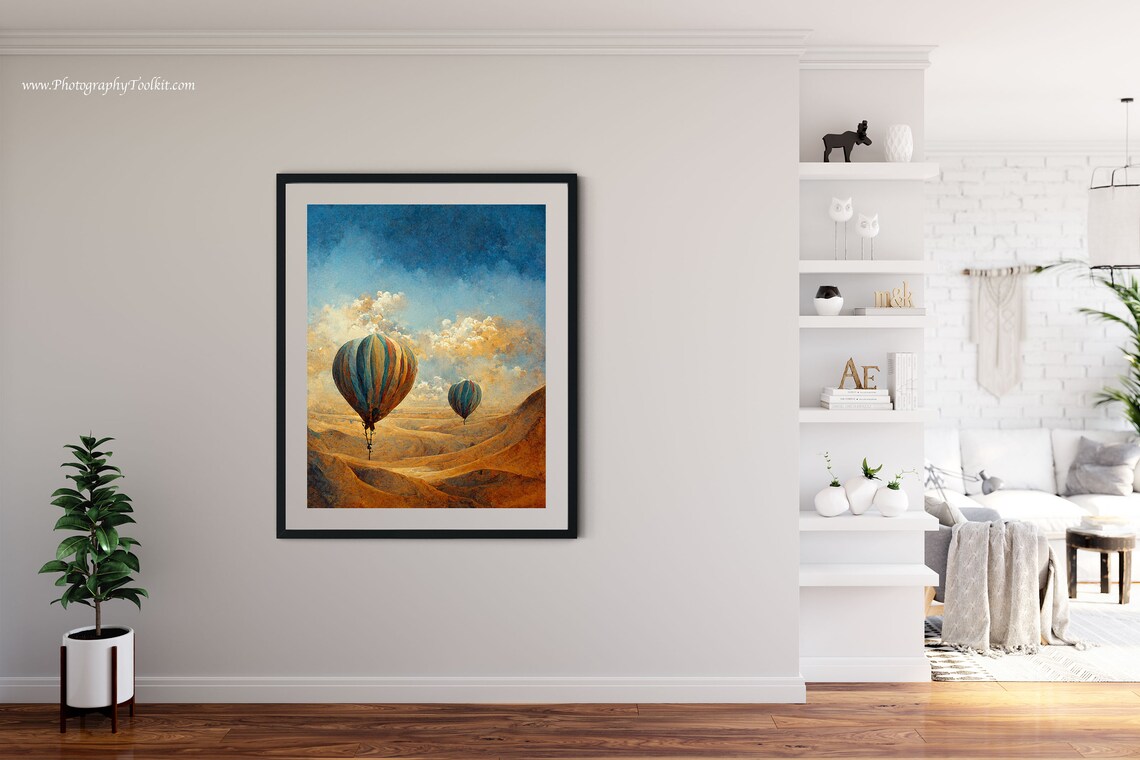 Vintage Hot Air Balloons Desert Dunes Adventure Travel Poster - Image 4