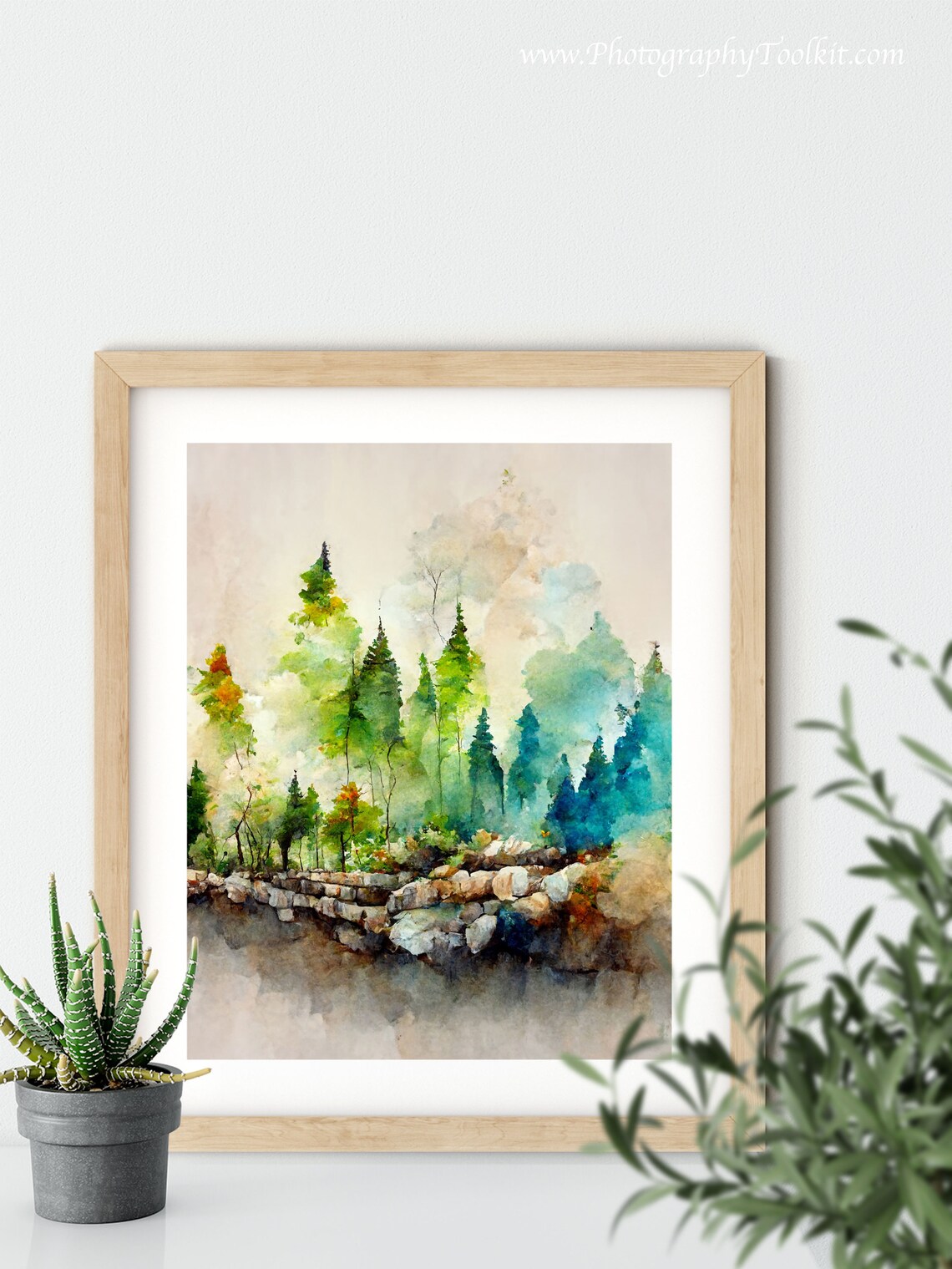Forest Landscape Art Print, Colorful Woodland Trees - Image 5