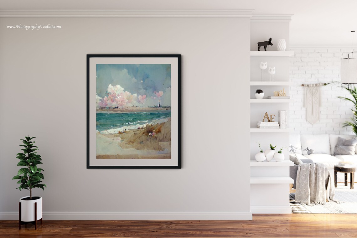 Rustic Coastal Vintage Seaside Landscape Art Print - Image 4