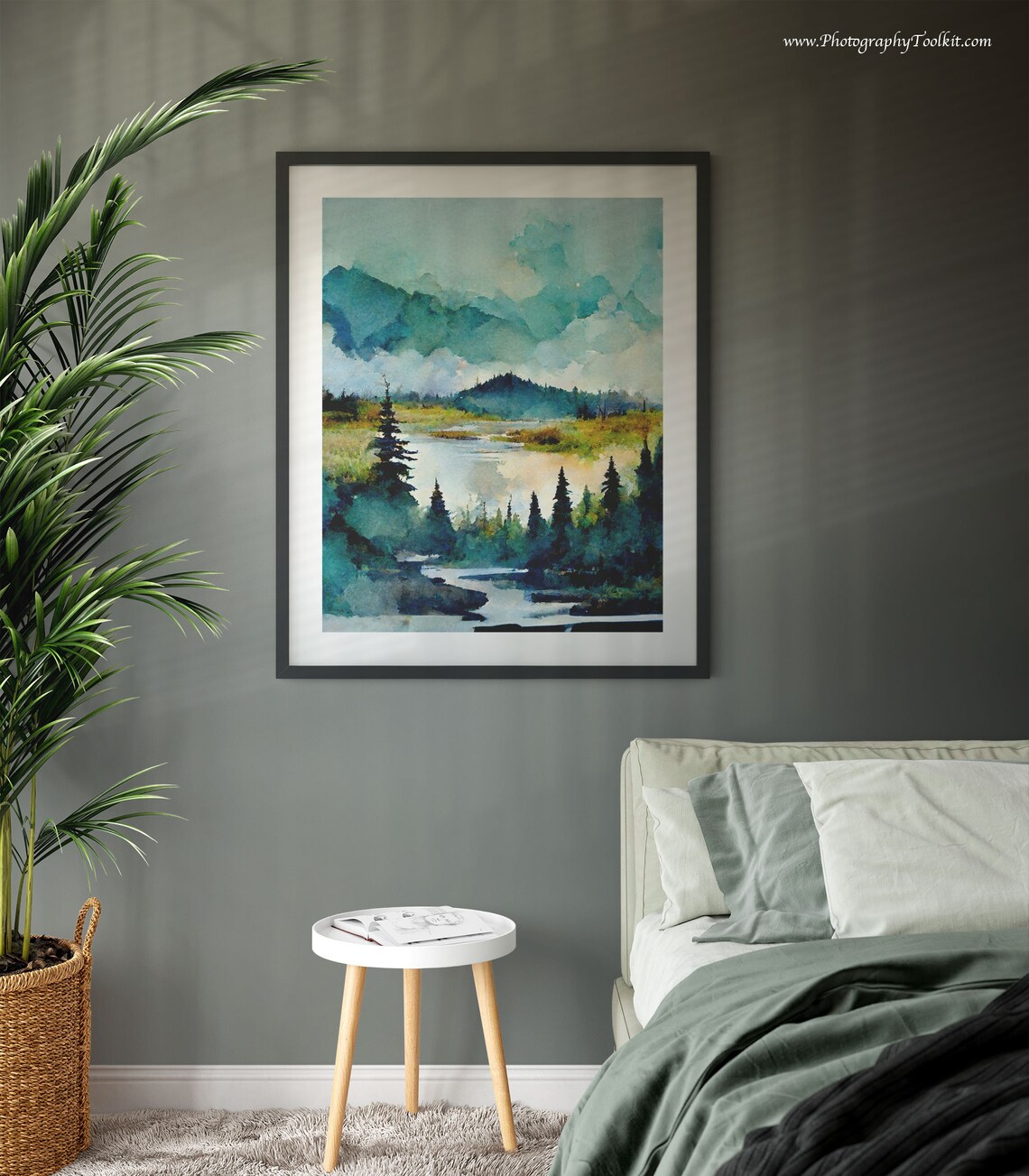 Winter Forest Landscape Art Print, Rustic Watercolor - Image 5