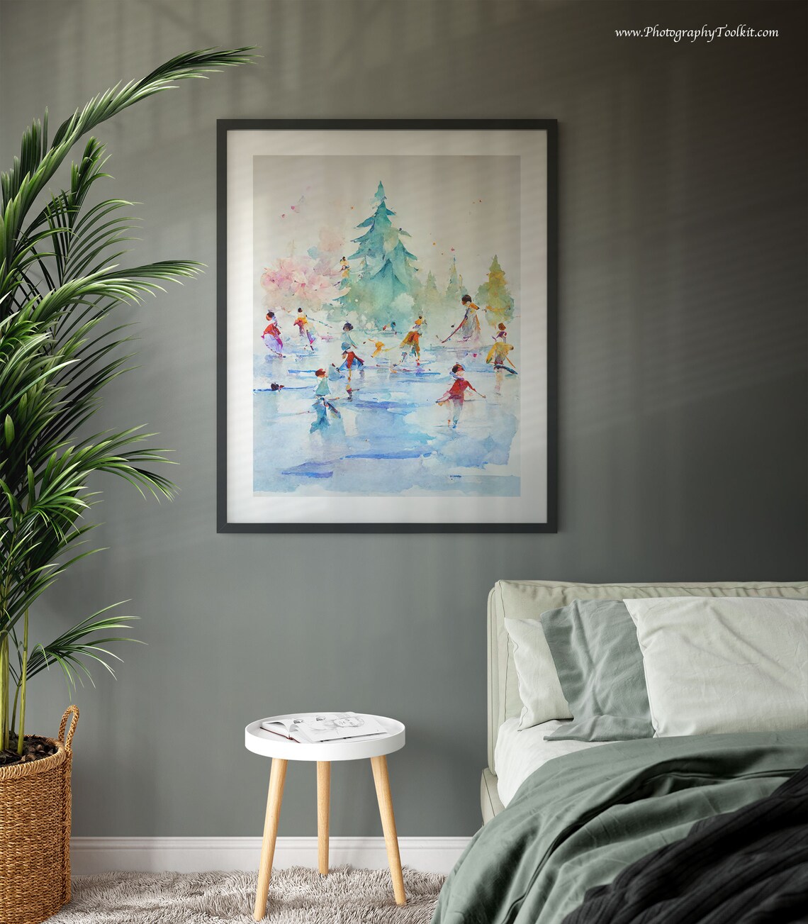 People Ice Skating Print, Christmas Winter Wall Art - Image 3