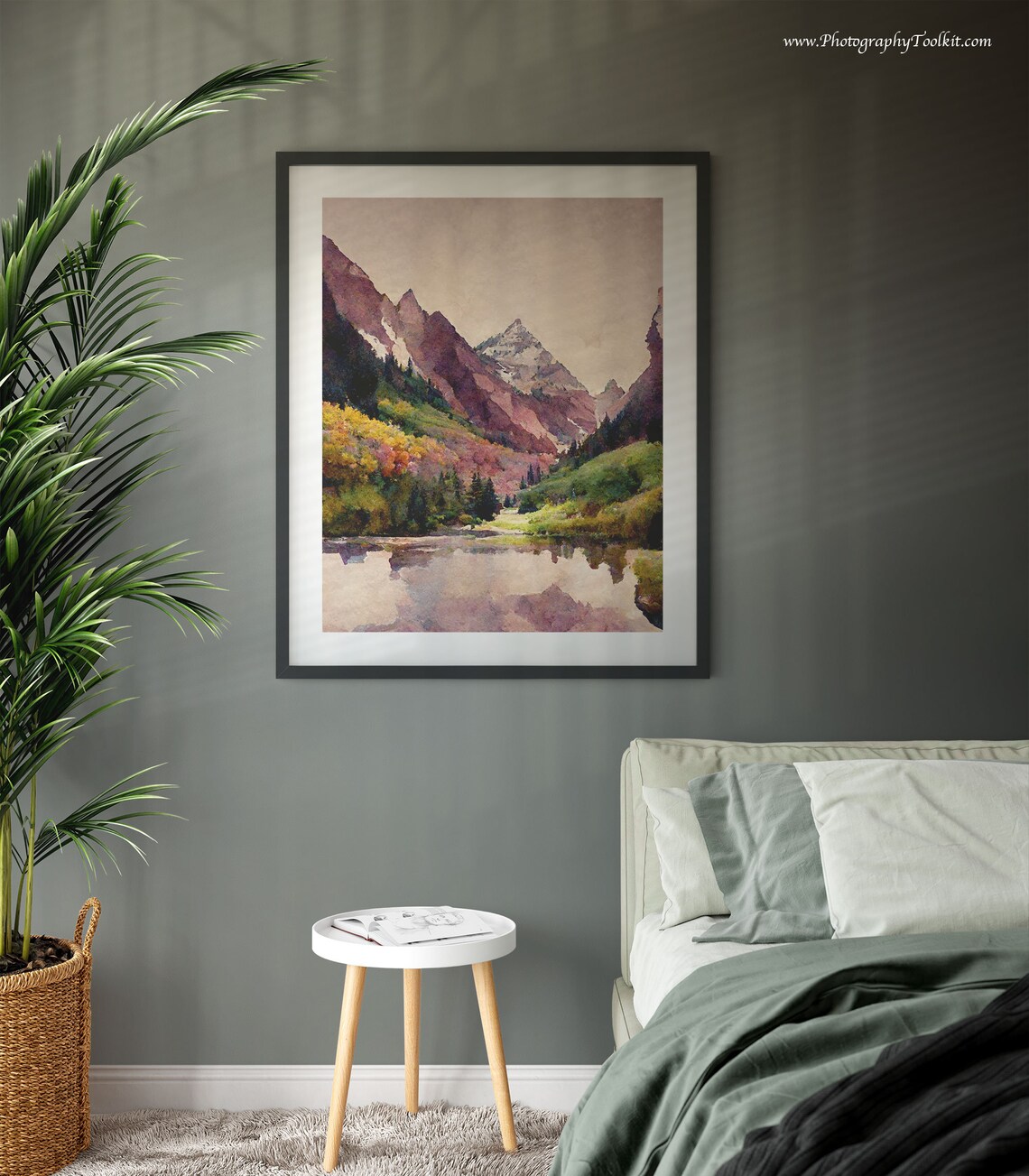 Maroon Bells Aspen Lake Mirror Reflection Scenic Watercolor Poster - Image 3