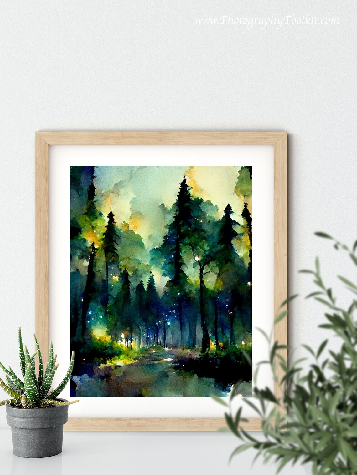 Starry Night In The Forest, Watercolor Art Print - Image 5