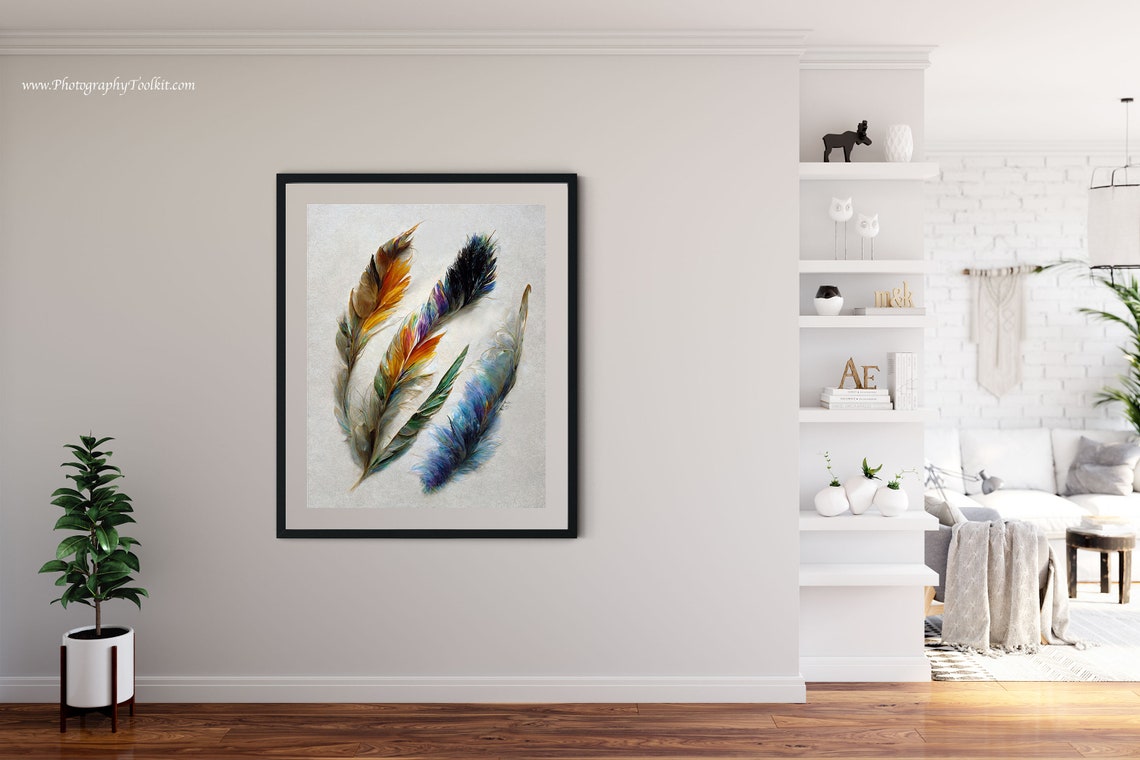 Feather Prints Feather 3 Feathers Feather Art Feather Wall Art Feather Poster Vintage Feather Print Rustic Wall Art - Image 3