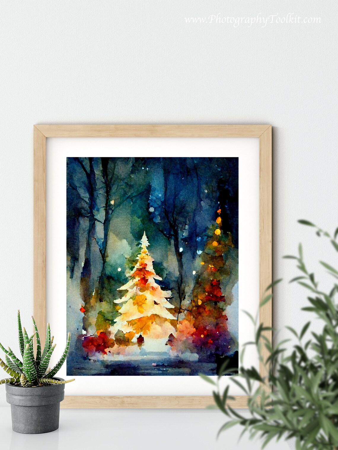 Christmas Trees Art Print, Holiday Watercolor Painting - Image 4