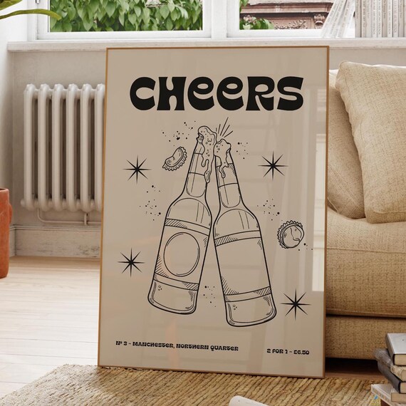 Cheers Beer Print Celebration Bar Wall Art