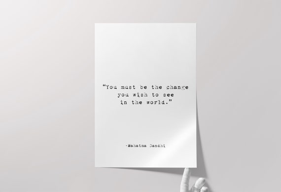 Gandhi Quote Poster Wall Art Print Literature Inspirational Change