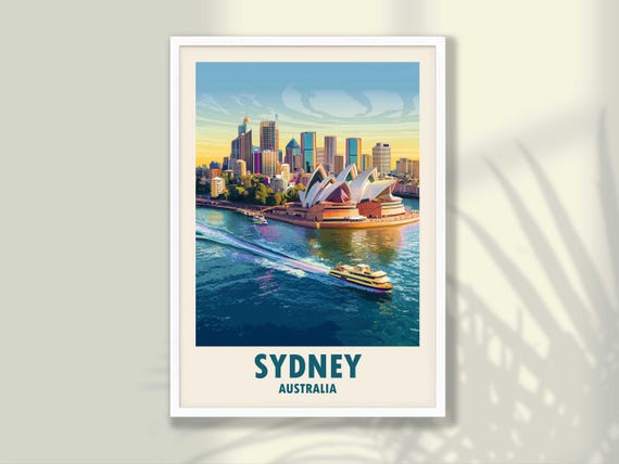 Sydney Travel Poster Print Decor Wall Art Australia Frame And Canvas Option