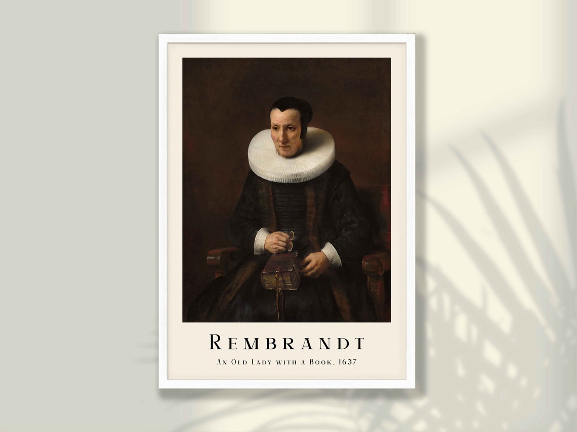 Rembrandt Old Lady with a Book 1637 Portrait Classic Art Poster