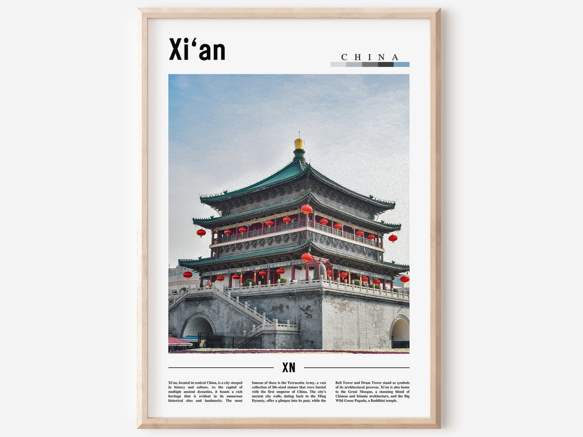 Xian Poster Xian Print Xian Wall Art Asia Print Asia Poster Asia Photo Minimal Travel Poster
