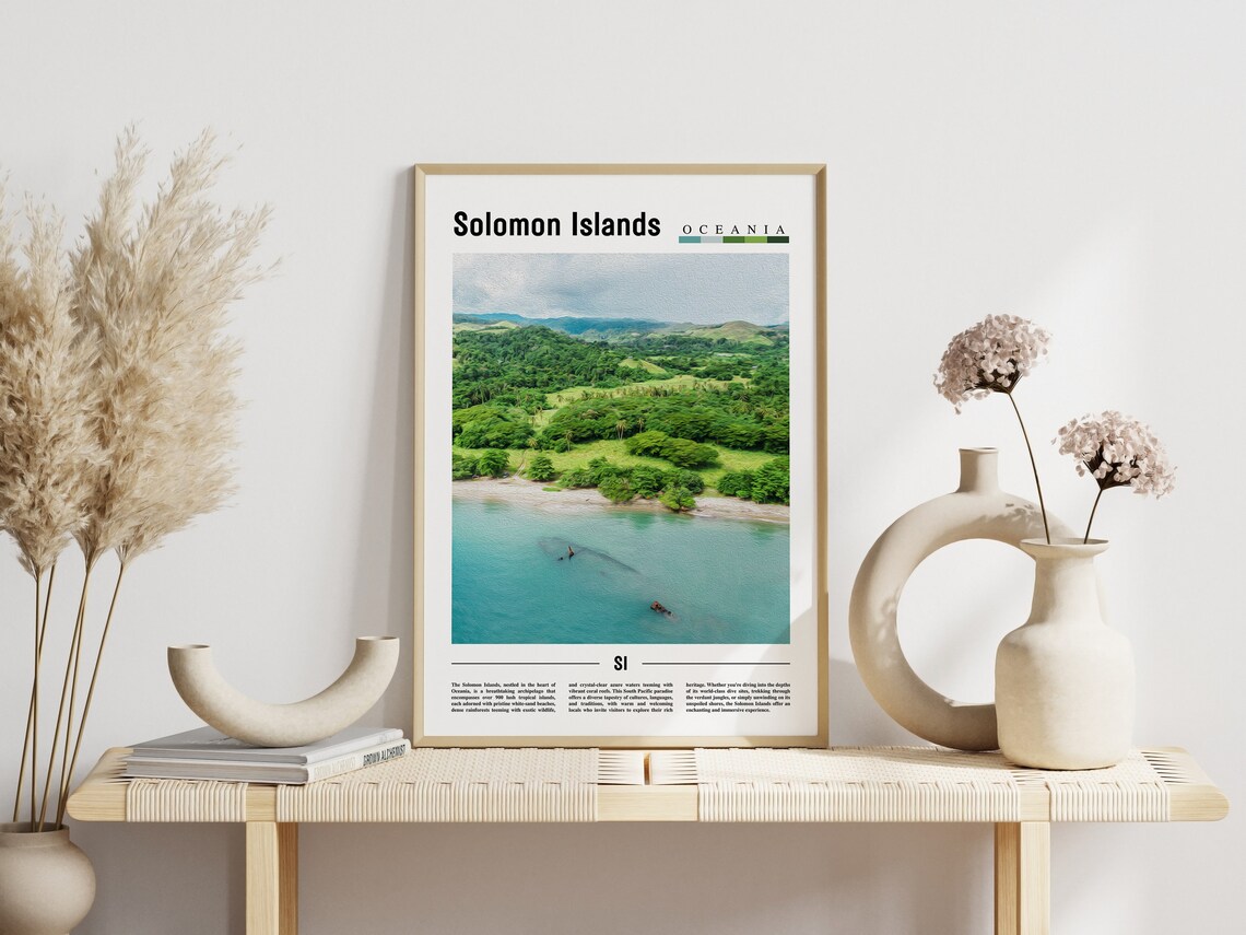 Solomon Islands Poster Solomon Islands Print Solomon Islands Wall Art Minimal Travel Print Travel Destination Oil Painting Poster - Image 6