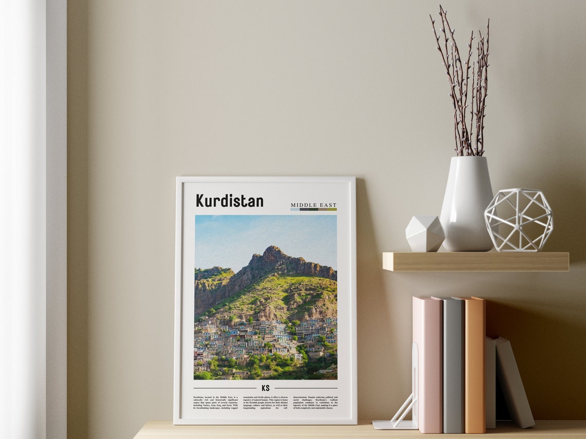 Kurdistan Poster Kurdistan Print Kurdistan Wall Art Minimal Travel Print Travel Destination Oil Painting Poster - Image 3