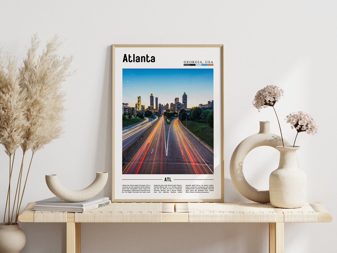 Atlanta Minimal Travel Poster, Oil Painting Style - Image 6