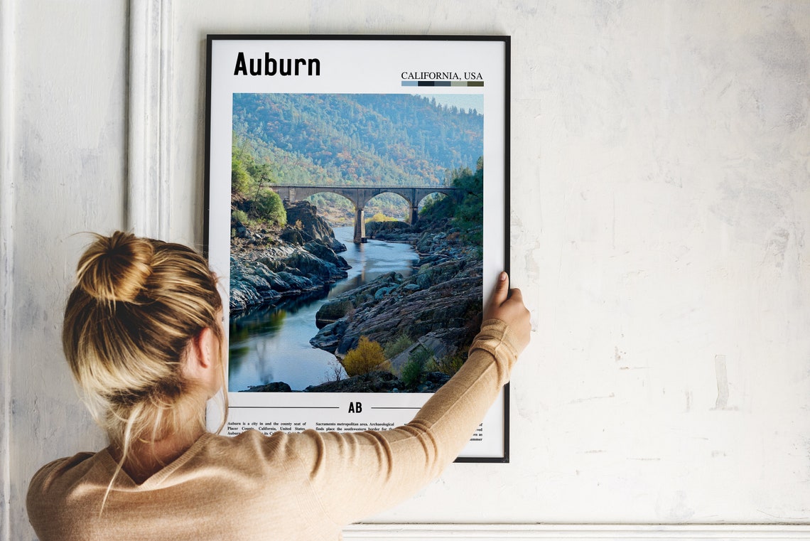 Auburn Print Auburn Poster Auburn Wall Art Minimal Travel Print Minimal City Poster Travel Destination City Print Oil Painting Poster - Image 4