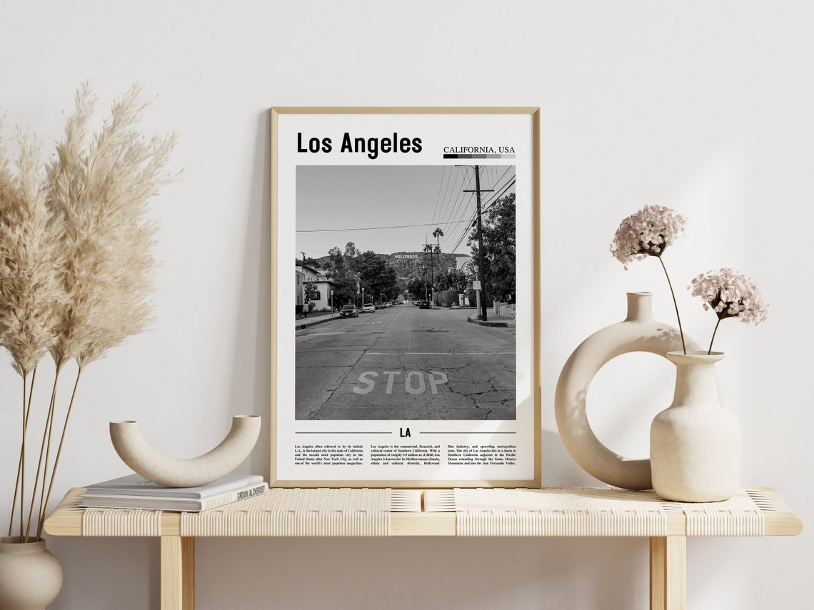 Los Angeles Poster Black And White Los Angeles Print Black And White Los Angeles Wall Art Minimal Travel Print Travel Poster - Image 6