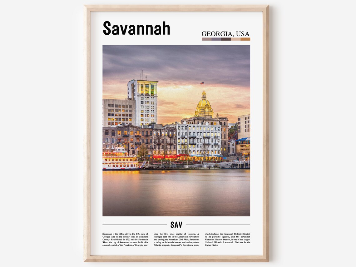 Savannah Travel Poster, Colorful City Artwork