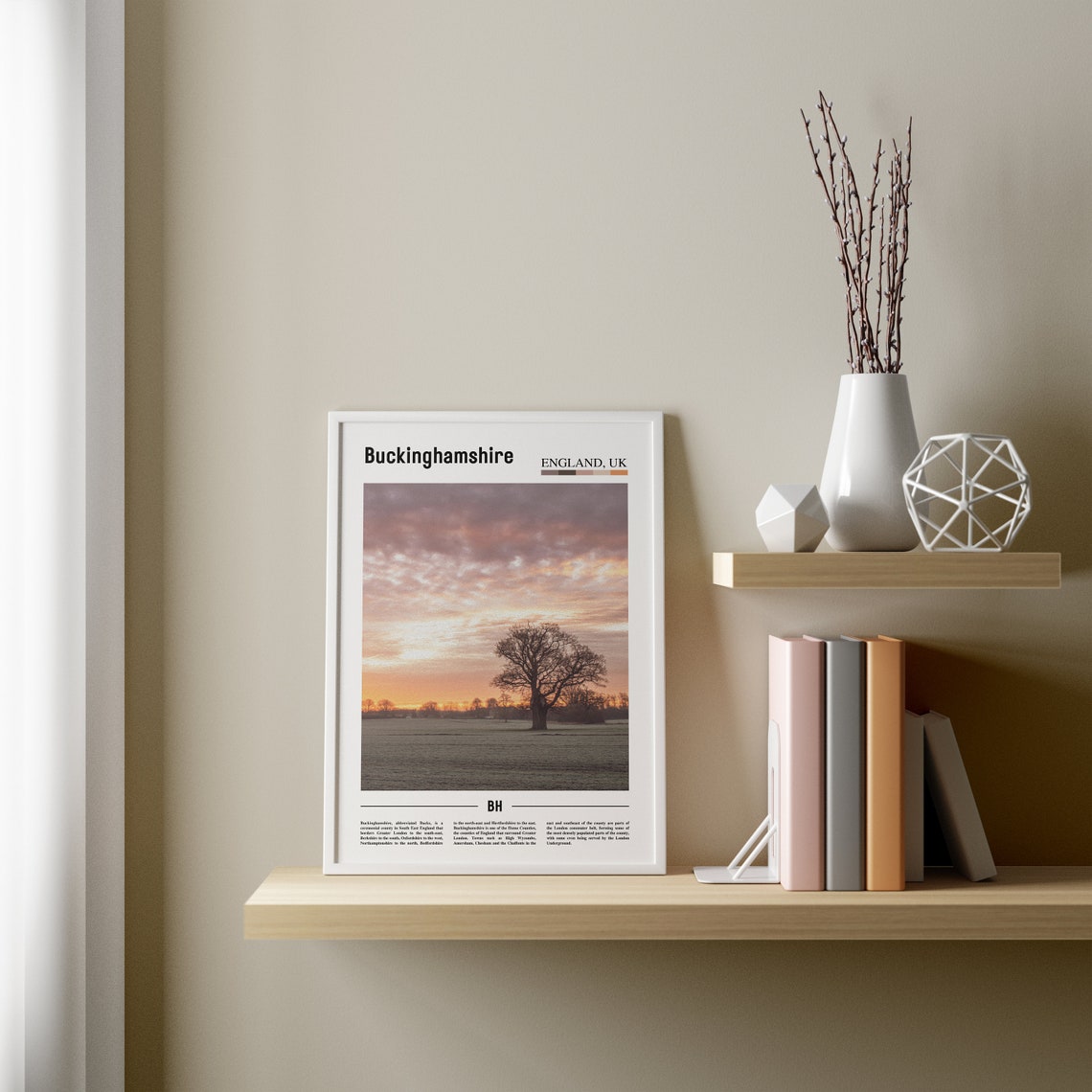 Buckinghamshire Print Buckinghamshire Poster Buckinghamshire Wall Art Minimal Travel Print Minimal City Poster Travel Oil Painting Poster - Image 2