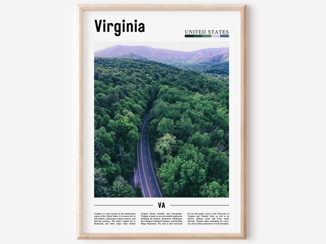 Virginia Poster Virginia Print Virginia Wall Art United States Photo United States Poster United States Print