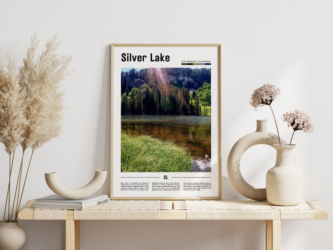 Silver Lake Print Silver Lake Poster Silver Lake Wall Art Minimal Travel Print Minimal City Poster Travel Destination Oil Painting Poster - Image 5