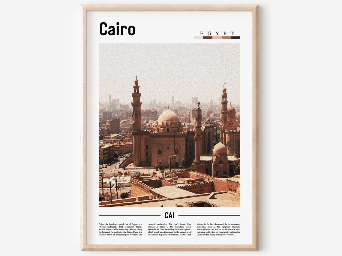 Cairo Minimal Travel Poster, Oil Painting