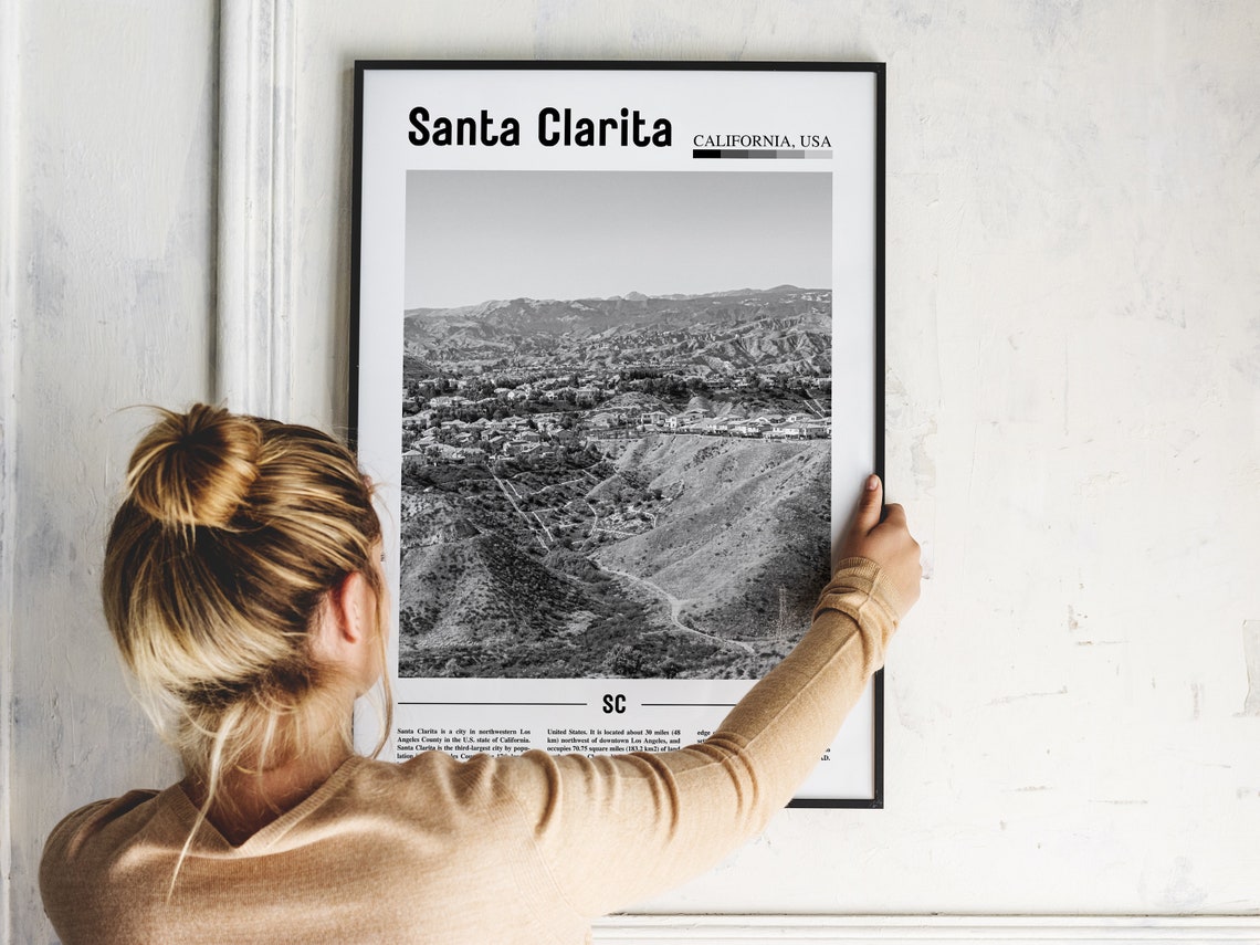 Santa Clarita Poster Black And White Santa Clarita Print Black And White Santa Clarita Wall Art Minimal Travel Print Travel Poster - Image 5