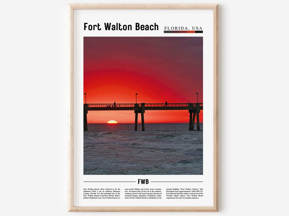 Fort Walton Beach Print Fort Walton Beach Poster Fort Walton Beach Wall Art Oil Painting Poster City Artwork Travel Artwork Travel Art