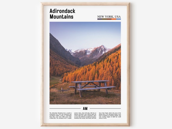Adirondack Mountains Print Adirondack Mountains Poster Adirondack Mountains Wall Art Oil Painting Poster City Artwork Travel Artwork