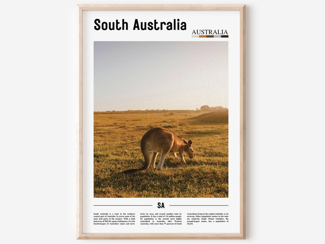 South Australia Print South Australia Poster South Australia Wall Art Oil Painting Poster City Artwork Travel Artwork Travel Wall Art