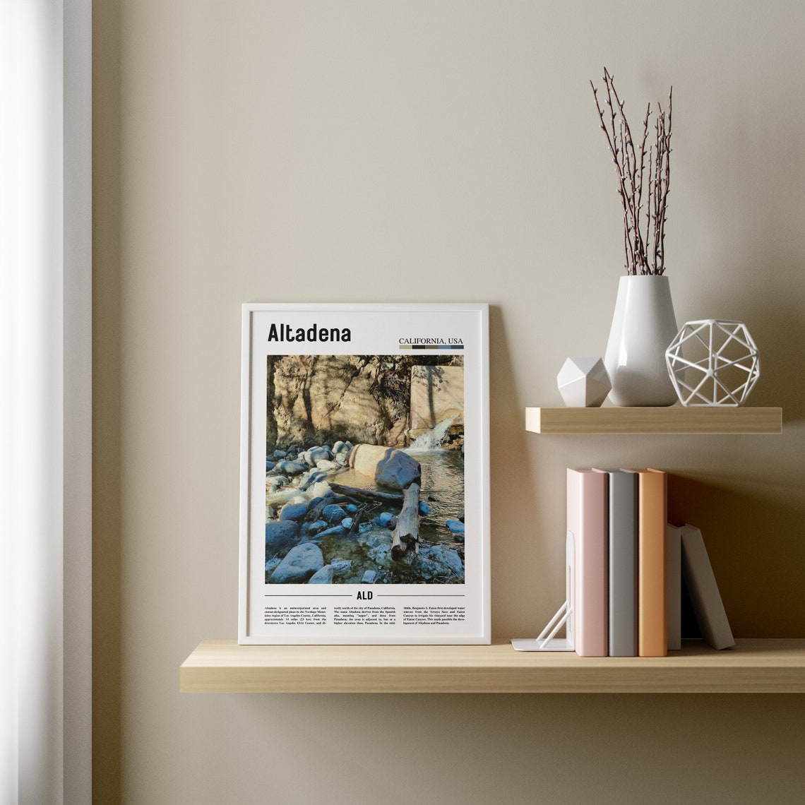Altadena Poster Altadena Print Altadena Wall Art Minimal Travel Print Minimal City Poster Travel Destination Oil Painting Poster - Image 3
