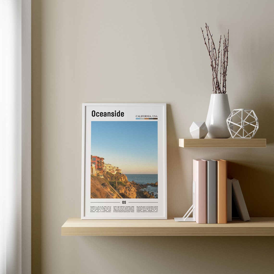 Oceanside Print Oceanside Poster Oceanside Wall Art Oil Painting Poster Colorful City Print City Artwork Travel Artwork Travel Wall Art - Image 3