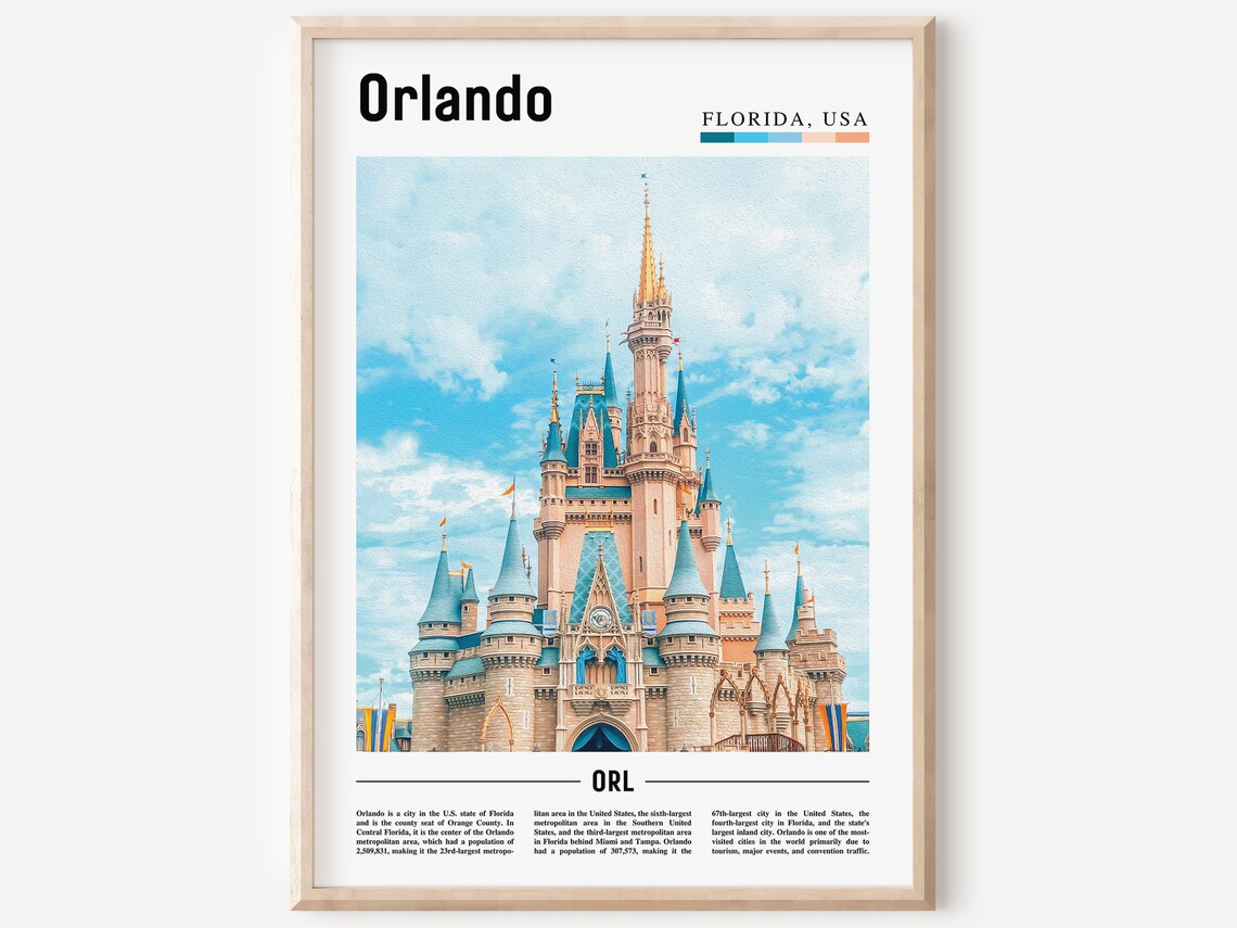 Orlando Oil Painting Poster, Colorful City Artwork