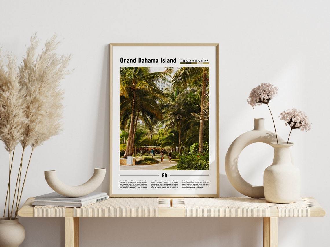 Grand Bahama Island Poster Grand Bahama Island Print Grand Bahama Island Wall Art Minimal Travel Print Oil Painting Poster - Image 6