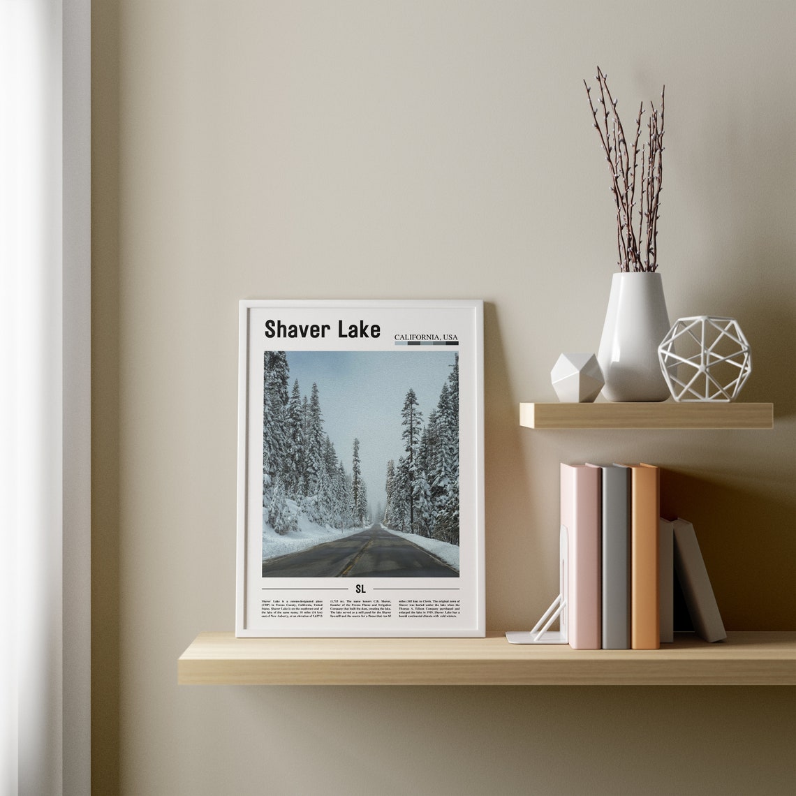 Shaver Lake Print Shaver Lake Poster Shaver Lake Wall Art Minimal Travel Print Minimal City Poster Travel Destination Oil Painting Poster - Image 3