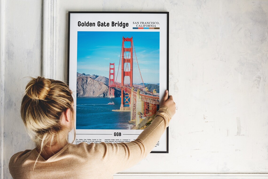 Golden Gate Bridge, Minimal Travel Art Print - Image 5