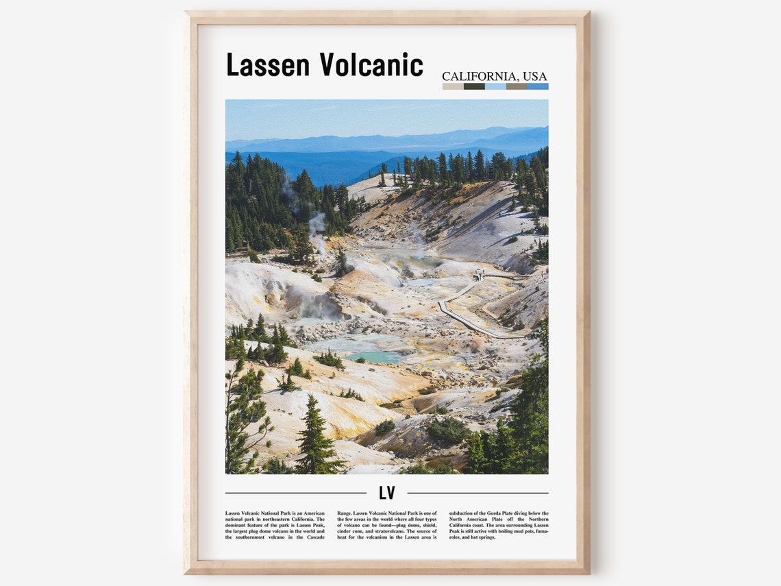 Lassen Volcanic Print Lassen Volcanic Poster Lassen Volcanic Wall Art Minimal Travel Print Minimal City Poster Travel Oil Painting Poster