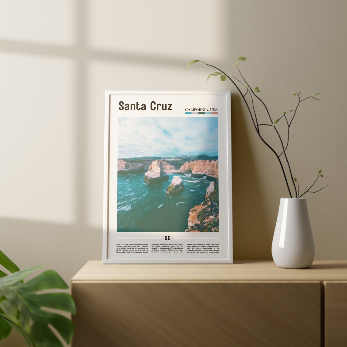 Santa Cruz Print Santa Cruz Poster Santa Cruz Wall Art Oil Painting Poster Colorful City Print City Artwork Travel Artwork Travel Art - Image 2