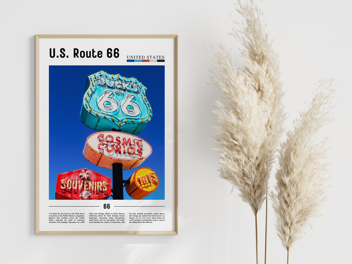 Us Route 66 Poster Us Route 66 Print Us Route 66 Wall Art United States Photo United States Poster United States Print - Image 4