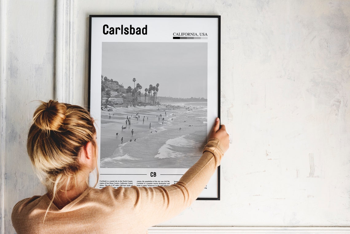 Carlsbad Print Black And White Carlsbad Poster Carlsbad Wall Art Travel Poster City Artwork Travel Artwork Travel Wall Art City Print - Image 4