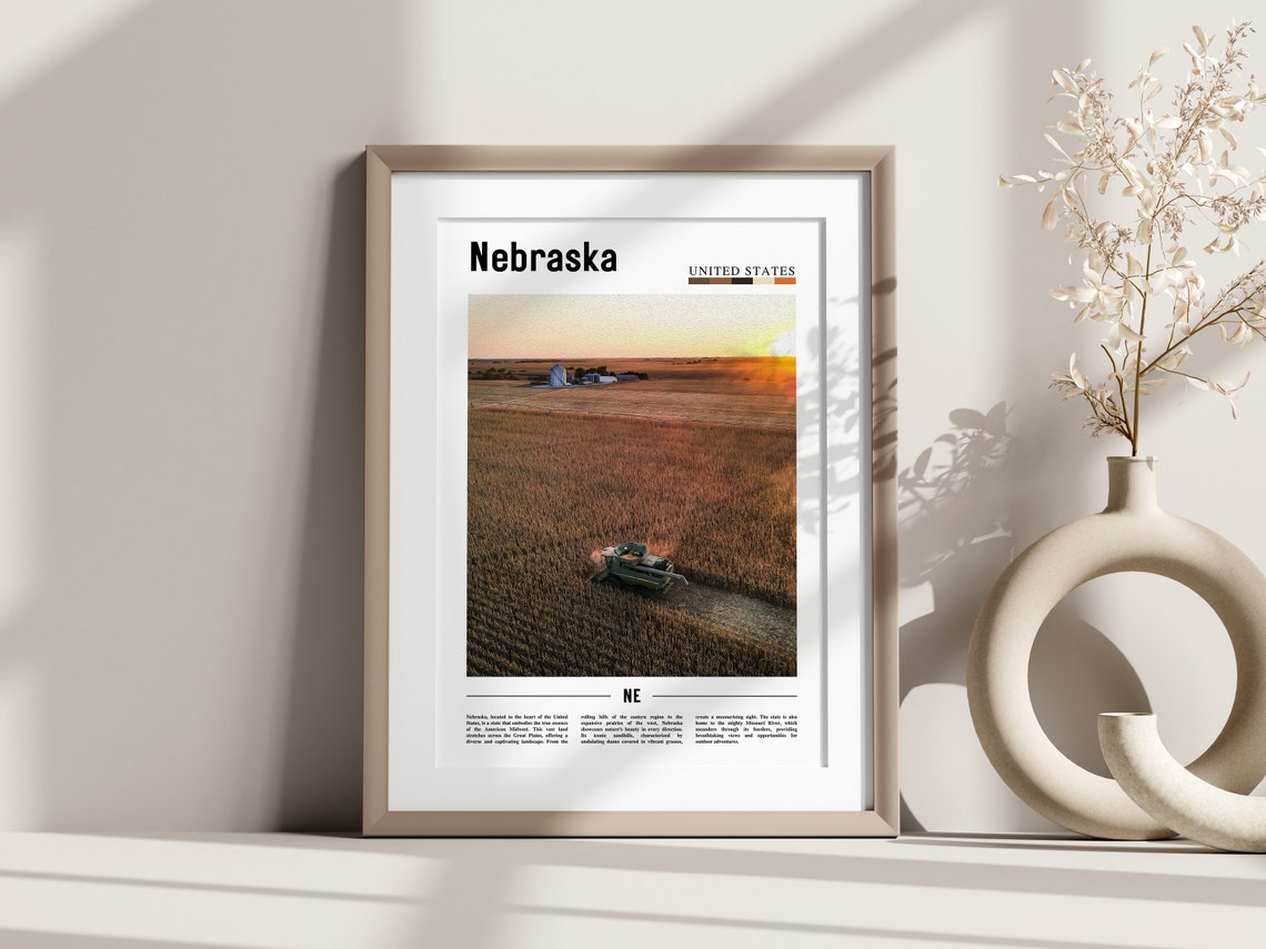 Nebraska Poster Nebraska Print Nebraska Wall Art United States Photo United States Poster United States Print - Image 3