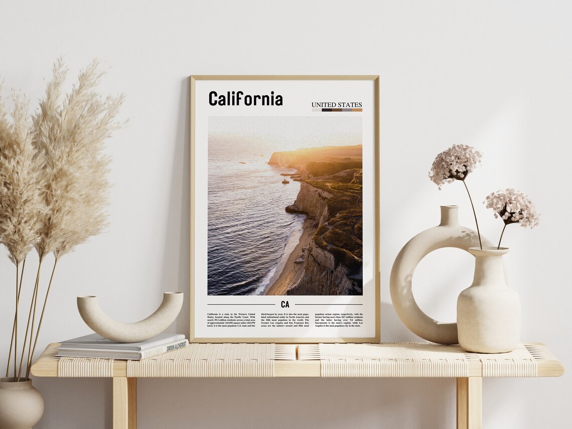 California Minimal Travel Poster, Oil Painting Style - Image 6