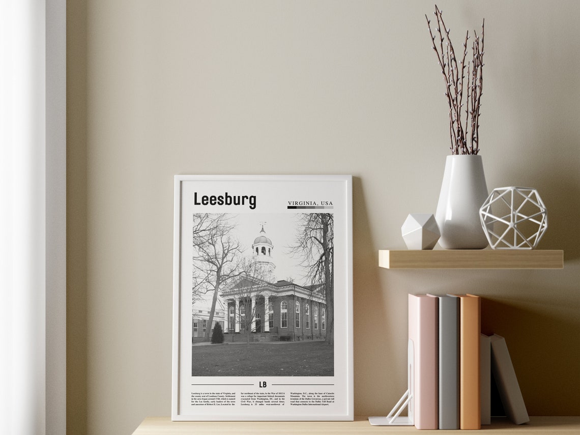 Leesburg Poster Black And White Leesburg Print Black And White Leesburg Wall Art Minimal Travel Print Travel Poster - Image 3