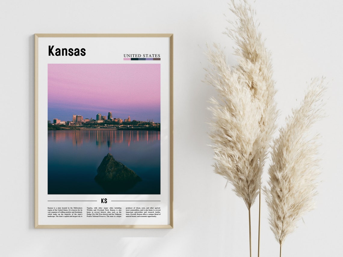Kansas Poster Kansas Print Kansas Wall Art United States Photo United States Poster United States Print - Image 3