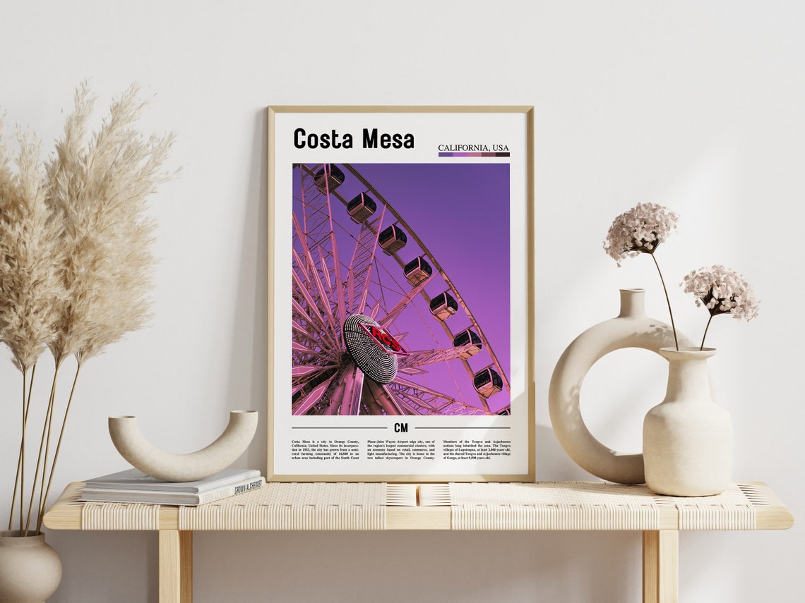 Costa Mesa Print Costa Mesa Poster Costa Mesa Wall Art Minimal Travel Print Minimal City Poster Travel Destination Oil Painting Poster - Image 5