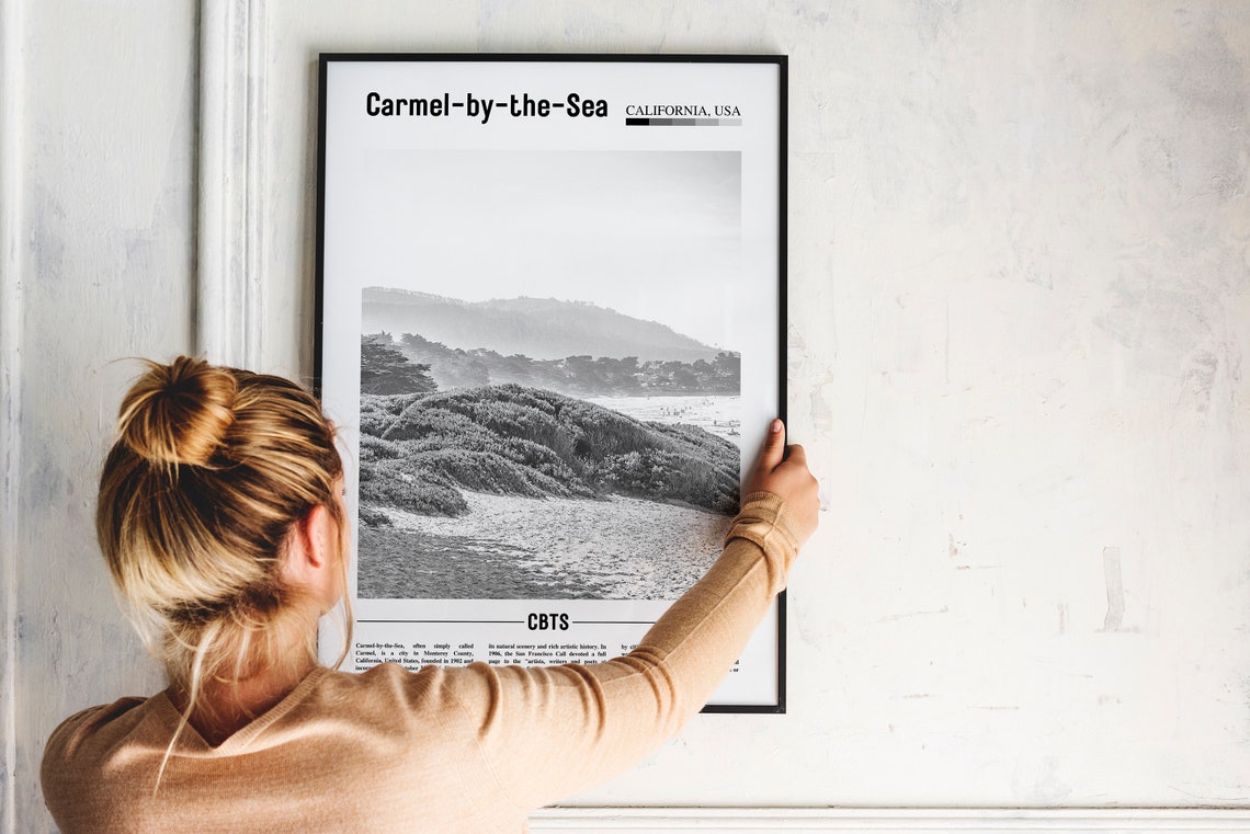 Carmel By The Sea Print Black And White Carmel By The Sea Poster Carmel By The Sea Wall Art Travel Poster City Artwork Travel Artwork - Image 4