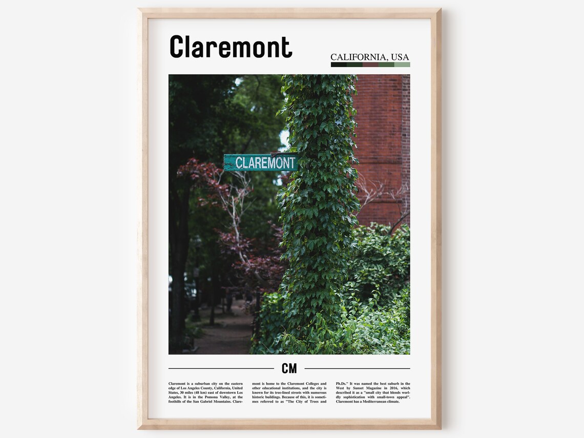 Claremont Minimal Travel Poster, Oil Painting Style