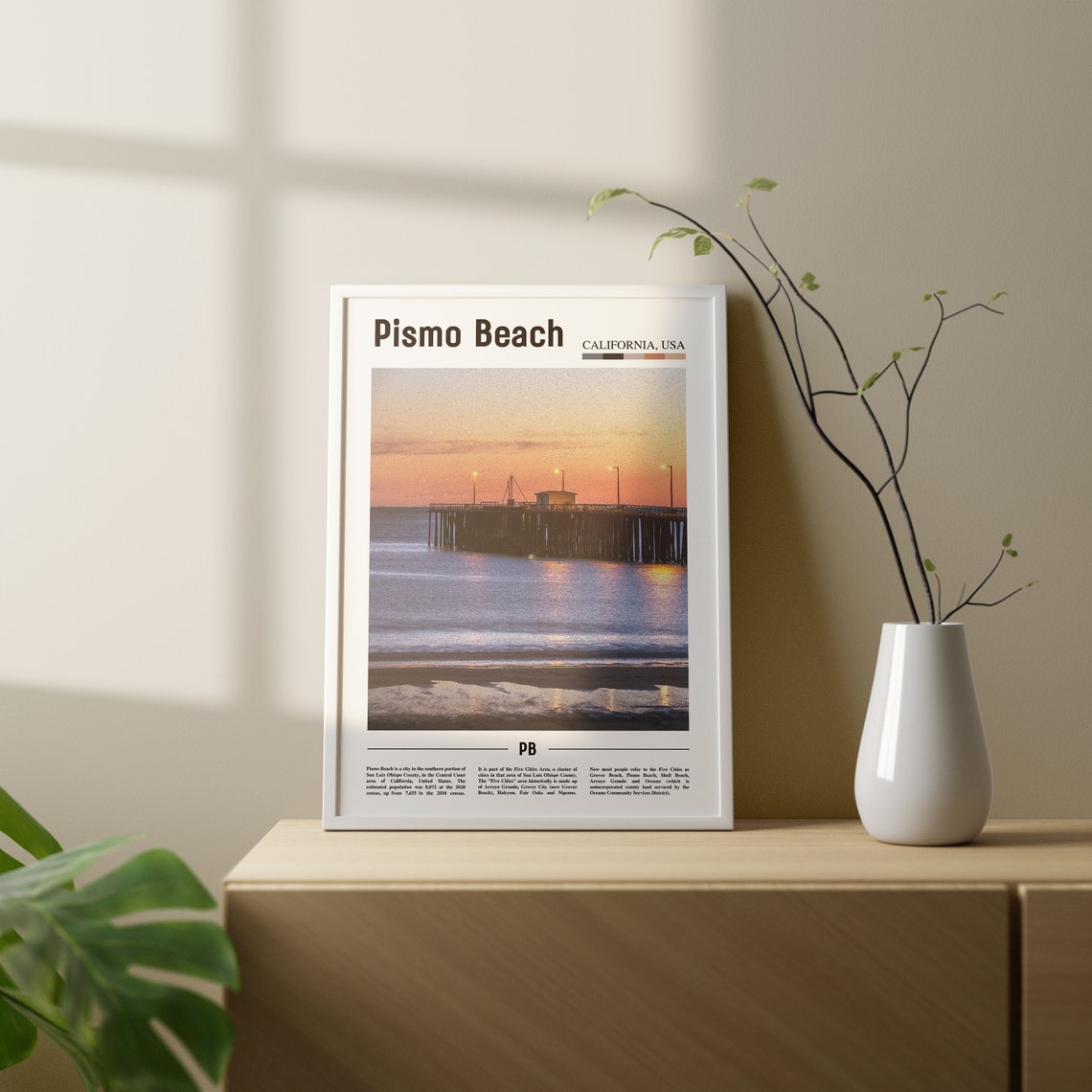 Pismo Beach Print Pismo Beach Poster Pismo Beach Wall Art Oil Painting Poster Colorful City Print City Artwork Travel Wall Art - Image 3