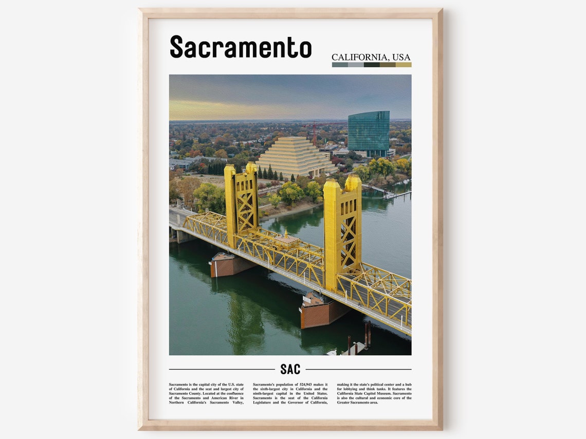 Sacramento Print Sacramento Poster Sacramento Wall Art Minimal Travel Print Minimal City Poster Travel Destination Oil Painting Poster