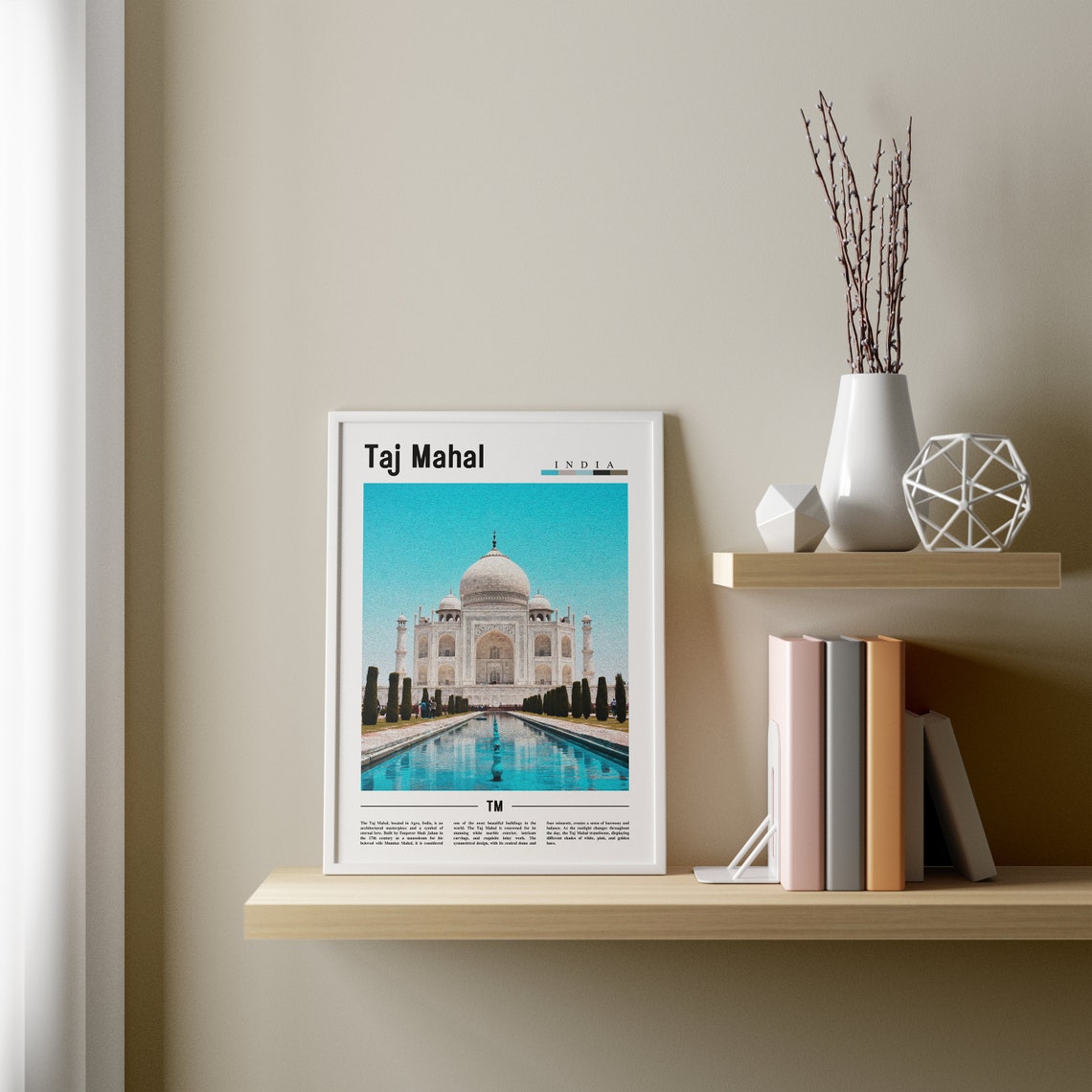 Taj Mahal Poster Taj Mahal Print Taj Mahal Wall Art Asia Print Asia Poster Asia Photo Minimal Travel Poster - Image 3