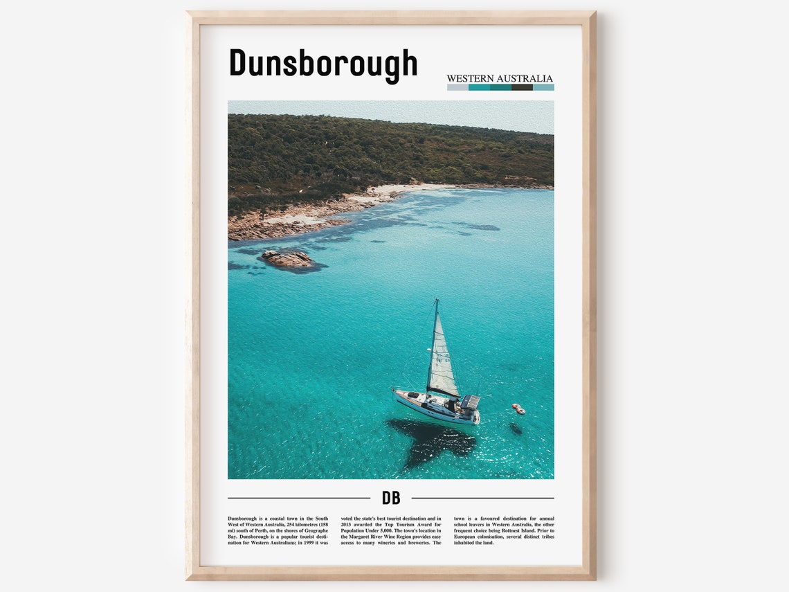 Dunsborough Print Dunsborough Poster Dunsborough Wall Art Minimal Travel Print Minimal City Poster Travel Destination Oil Painting Poster