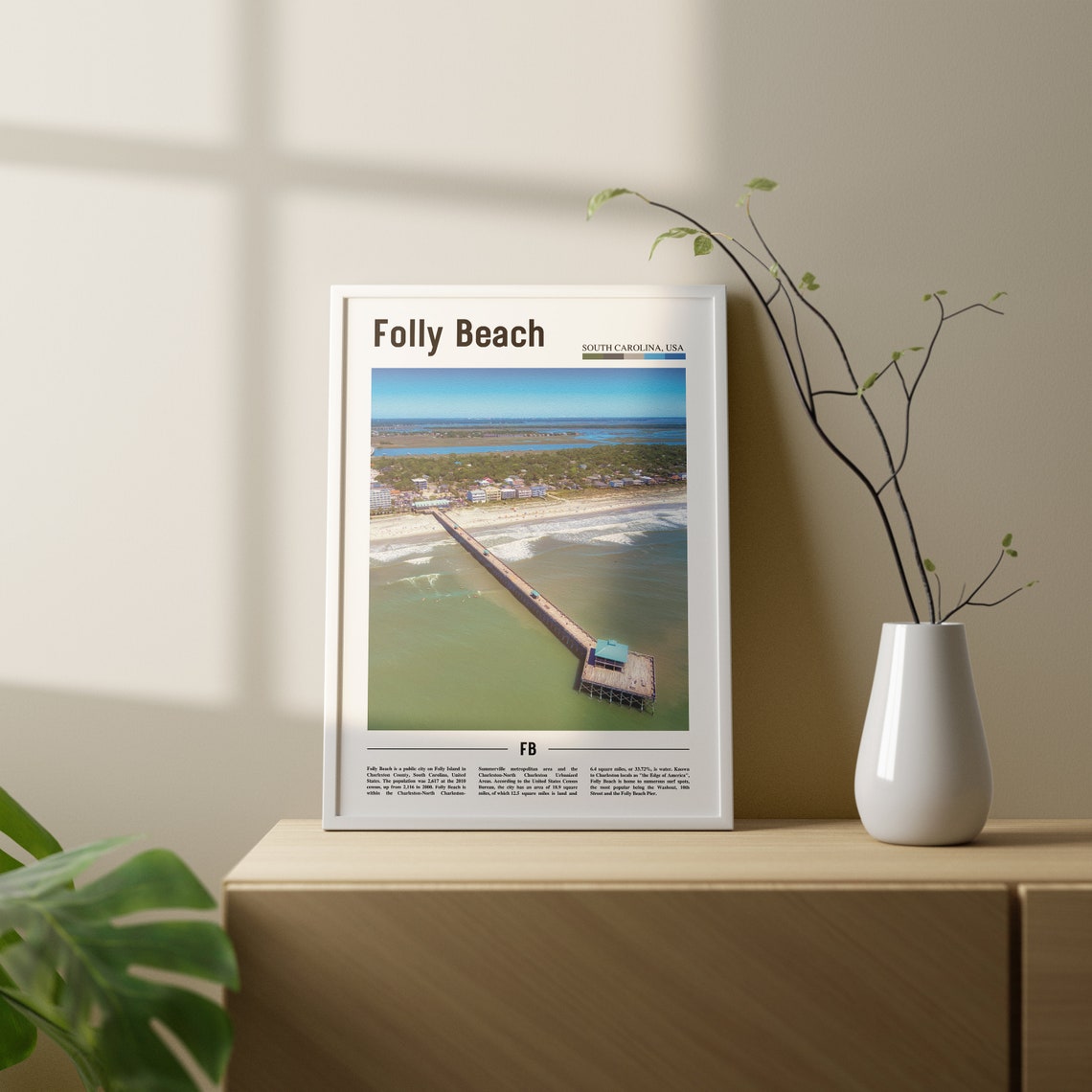 Folly Beach Print Folly Beach Poster Folly Beach Wall Art Oil Painting Poster City Print City Artwork Travel Artwork Travel Wall Art - Image 2